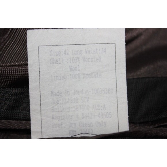 Claiborne Men's 2 Piece Suit Mens Gray Plaid 3 Btn Wool 42L Pleated 33" Waist - Picture 9 of 11